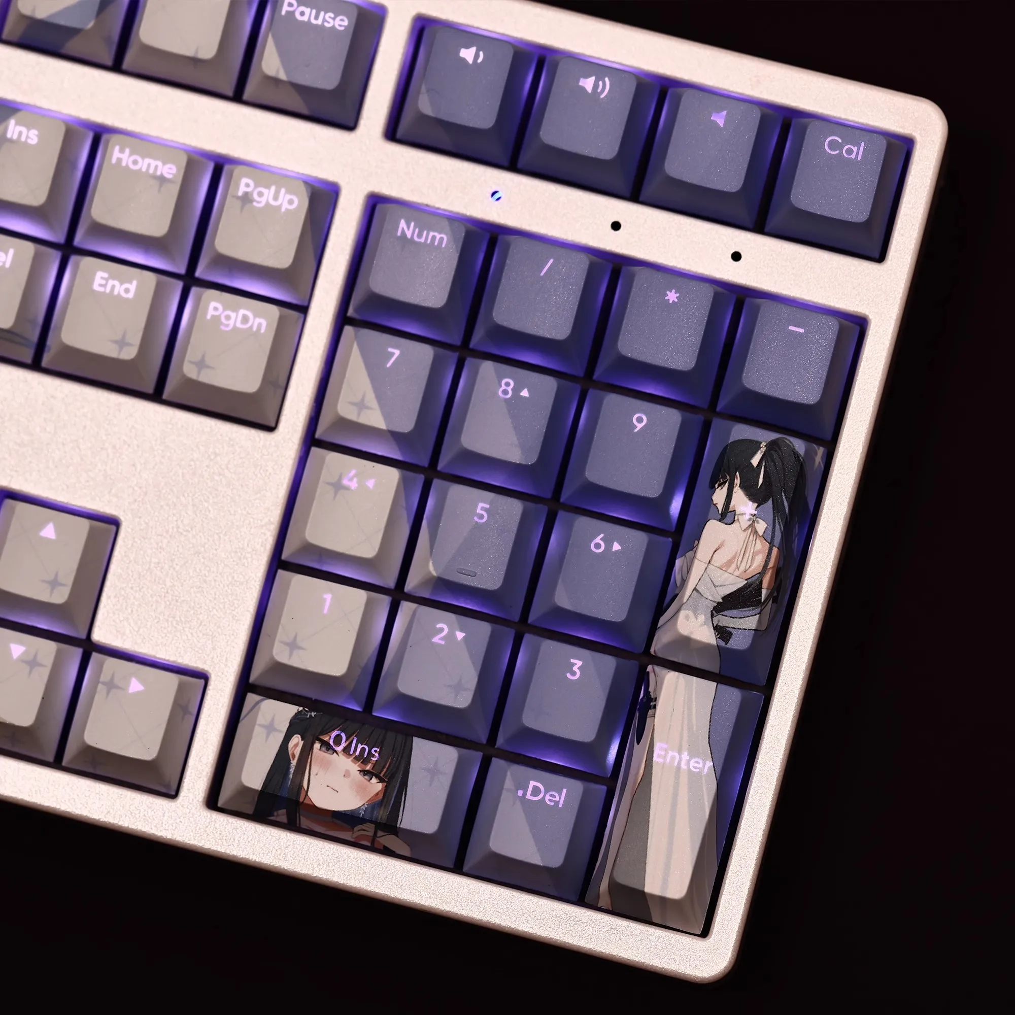 Juego de teclas retroiluminadas de Anime de dibujos animados para teclados ANSI, versión de vestir Saori, PBT, 108 teclas, archivo azul, 61, 87, 104, 108 - imagen 5