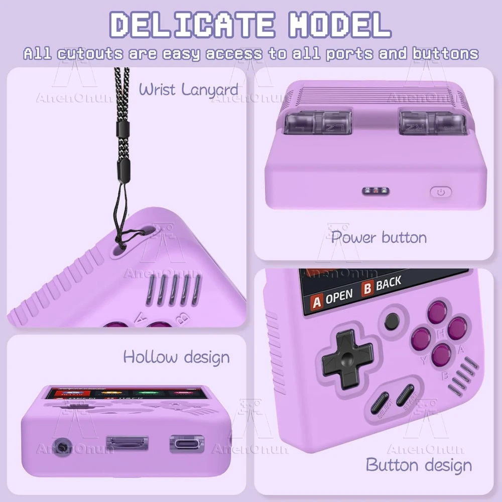 Funda protectora de silicona Miyoo Mini Plus con cordón, anticaída, antiarañazos, ajuste completo, funda suave, accesorios para la piel - Púrpura - imagen 5