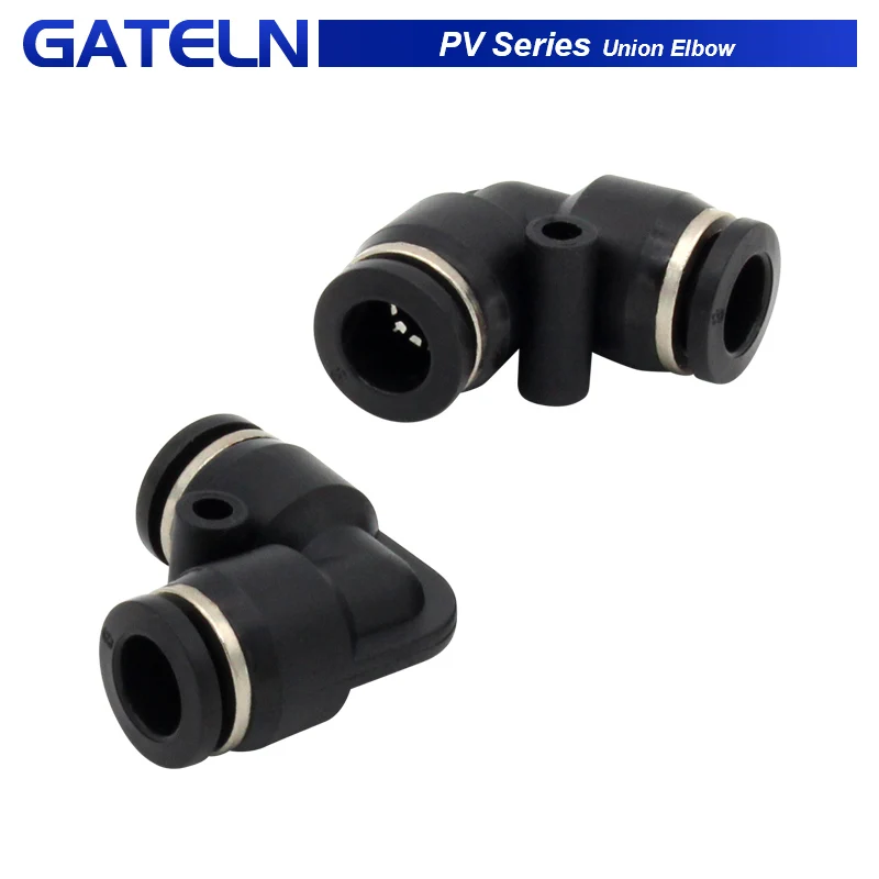10 unids/lote PV Unión codo PV4 6 8 10 12 14 16 codo neumático tipo L conector de tubo de plástico montaje rápido