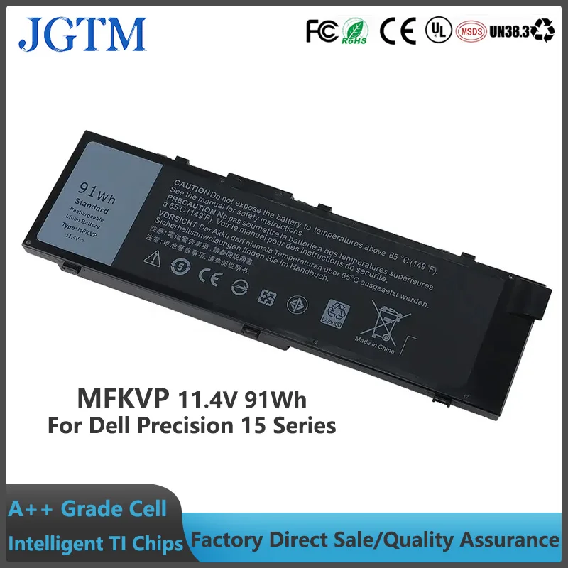 JGTM MFKVP-batería de iones de litio para ordenador portátil, 11,4 V, 91Wh, T05W1, GR5D3, 0GR5D3, 0FNY7, RDYCT, para Dell Precision 15, 7510, 7520, 17, 7710 Series