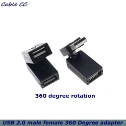 Adaptador USB 2.0 Macho a Doble Hembra Giratorio 360°