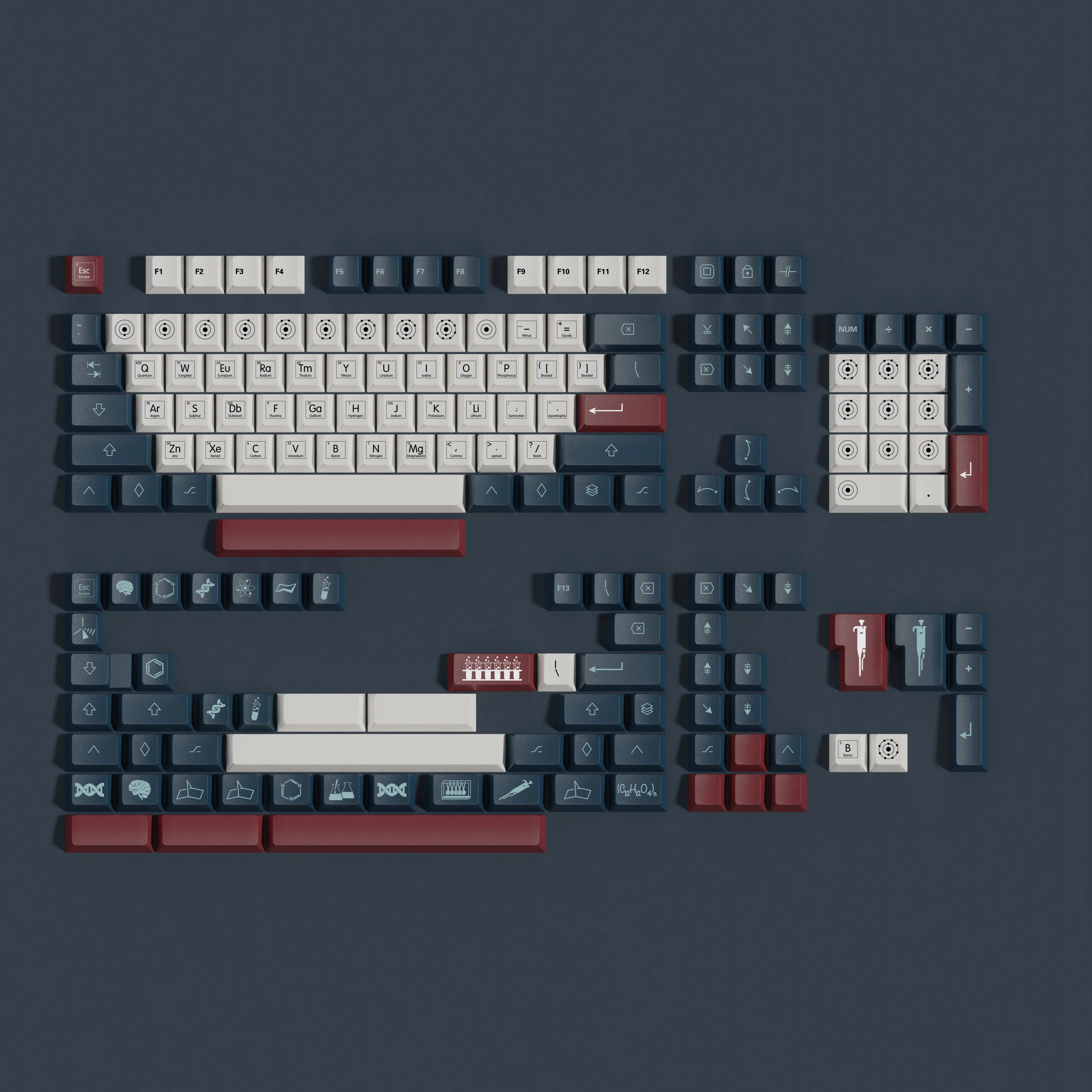 Teclas de química, 172 teclas, teclas PBT, perfil Cherry, DYE-SUB, personalizadas para teclado mecánico