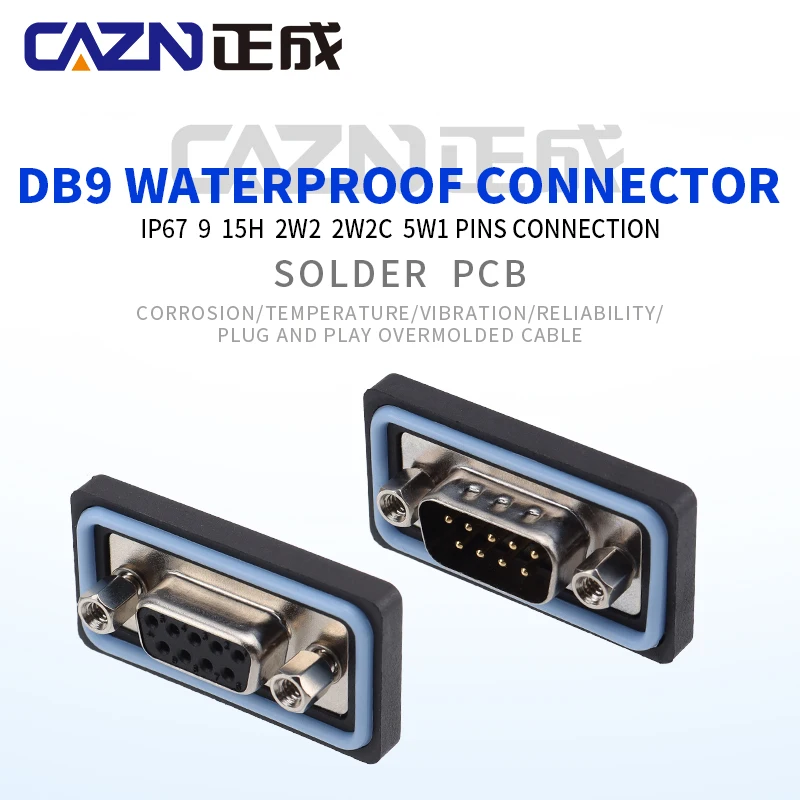 No. 1 carcasa EDB9 cable soldado impermeable macho hembra enchufe 9 pines conector de doble fila receptáculo para componentes electrónicos - imagen 4