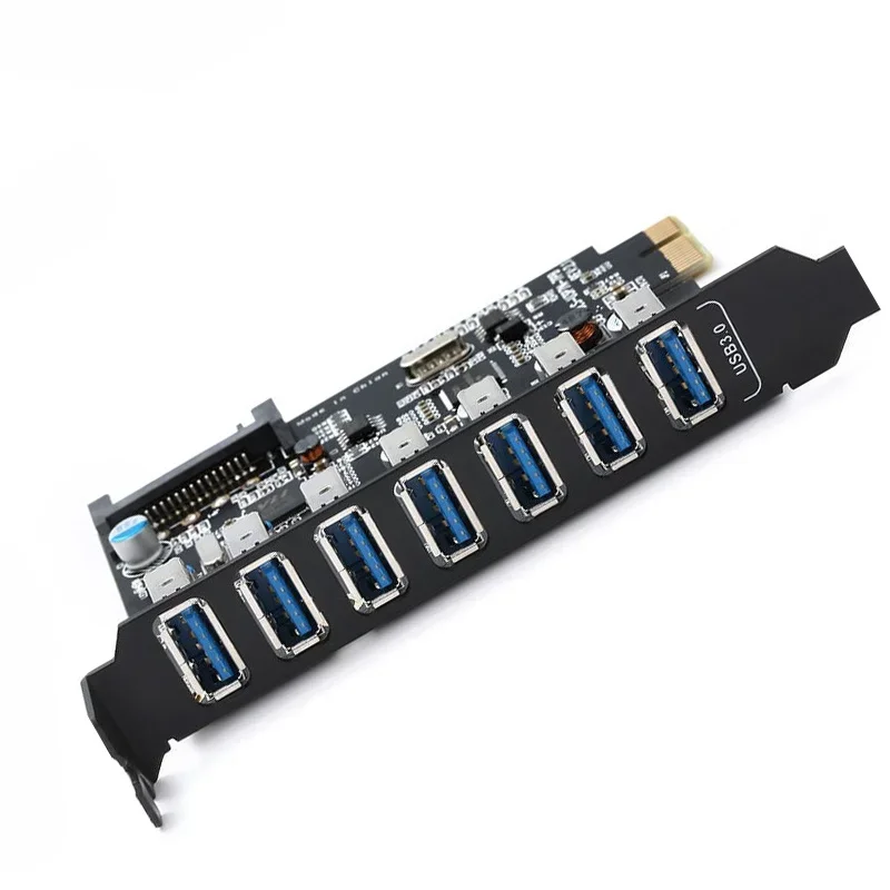 Pcie a 7 puertos Usb Superspeed USB 3,0 PCI-E Express adaptador de expansión tarjeta Hub con conector de Cable de alimentación SATA 15P para escritorios - imagen 2