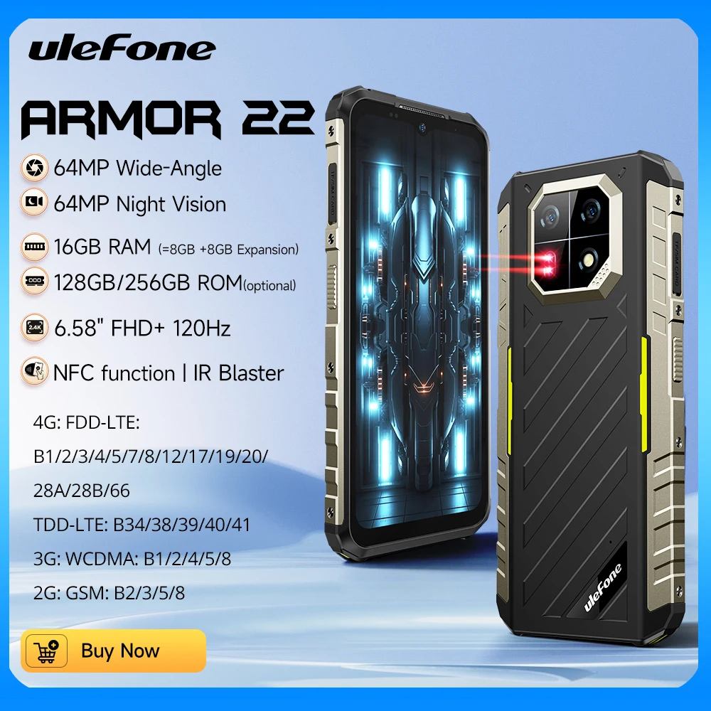 Ulefone Armor 22 - Teléfono Resistente 64MP con Visión Nocturna NFC