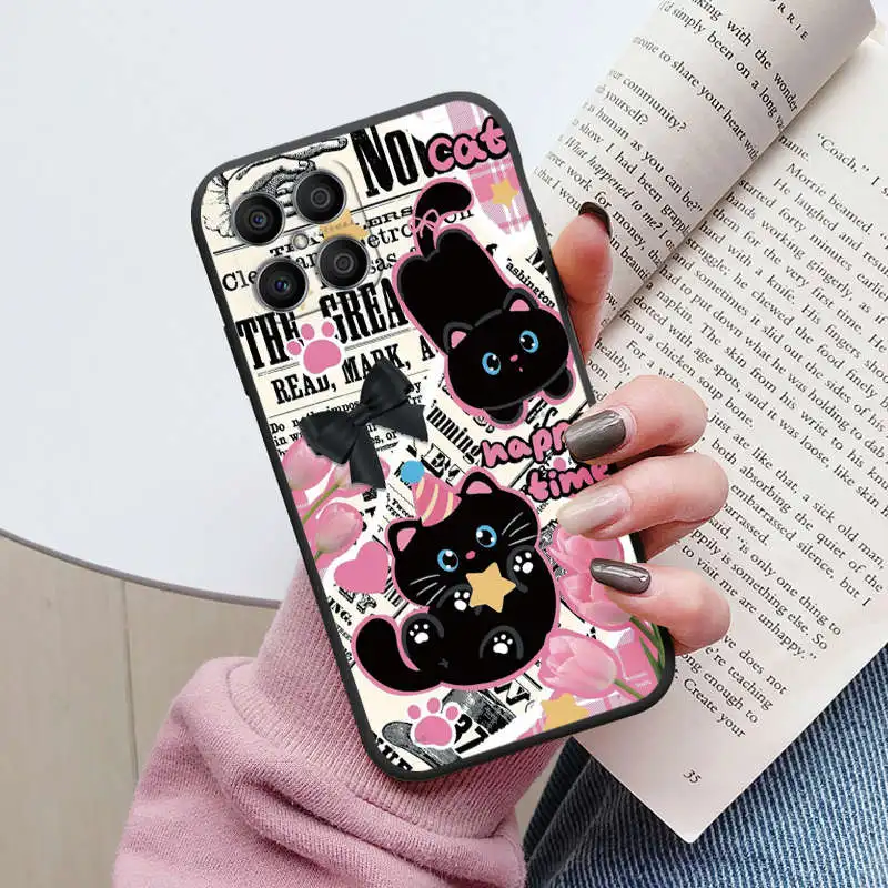 Funda de dibujos animados para Honor X8 4G 5G X6 70 Lite X8A X6A X6B X8B 200 funda de gato bonita inteligente carcasa trasera suave pareja parachoques Coque - imagen 4