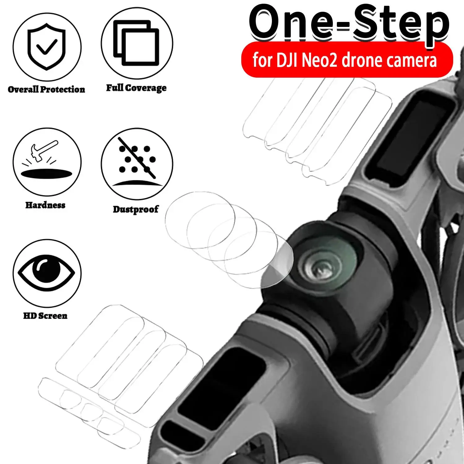 Protector para lente de Dron DJI Neo 2, vidrio templado + protectores de pantalla frontal, películas suaves transparentes HD para accesorios DJI Neo2