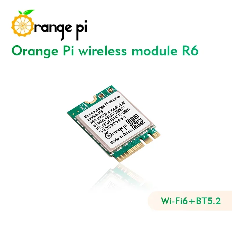 Módulo WiFi Orange Pi R6 para placa OPi 5 Plus 2,4G/5G Wi-Fi6 de doble banda + BT5.2 con módulo inalámbrico de interfaz de llave electrónica PCIE M.2 - imagen 4