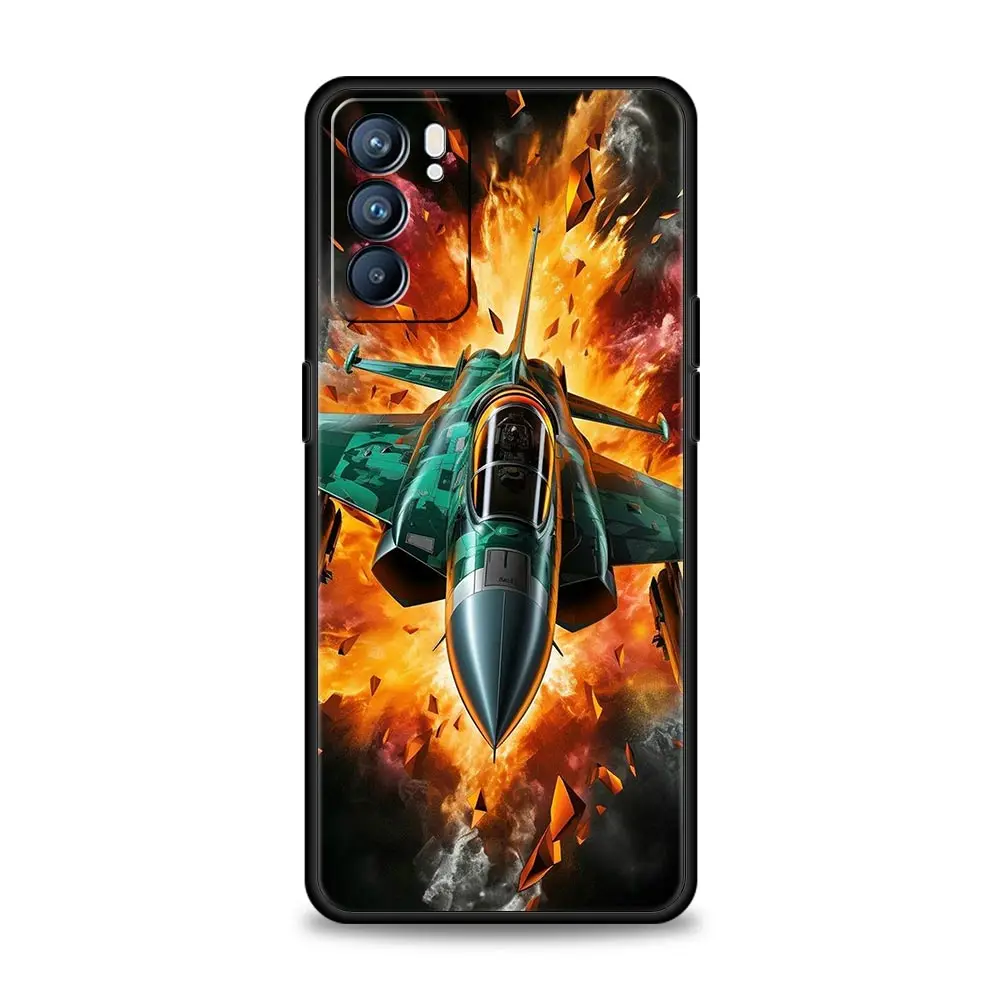 Funda de teléfono para Oppo A54 A53 A52 A9 A15 A95 A17 A16 A76 A74 A57 A31 Find X6 Pro X5 Reno8 Reno7 Reno6 Pro 5G, cubierta de aviones de combate - imagen 3