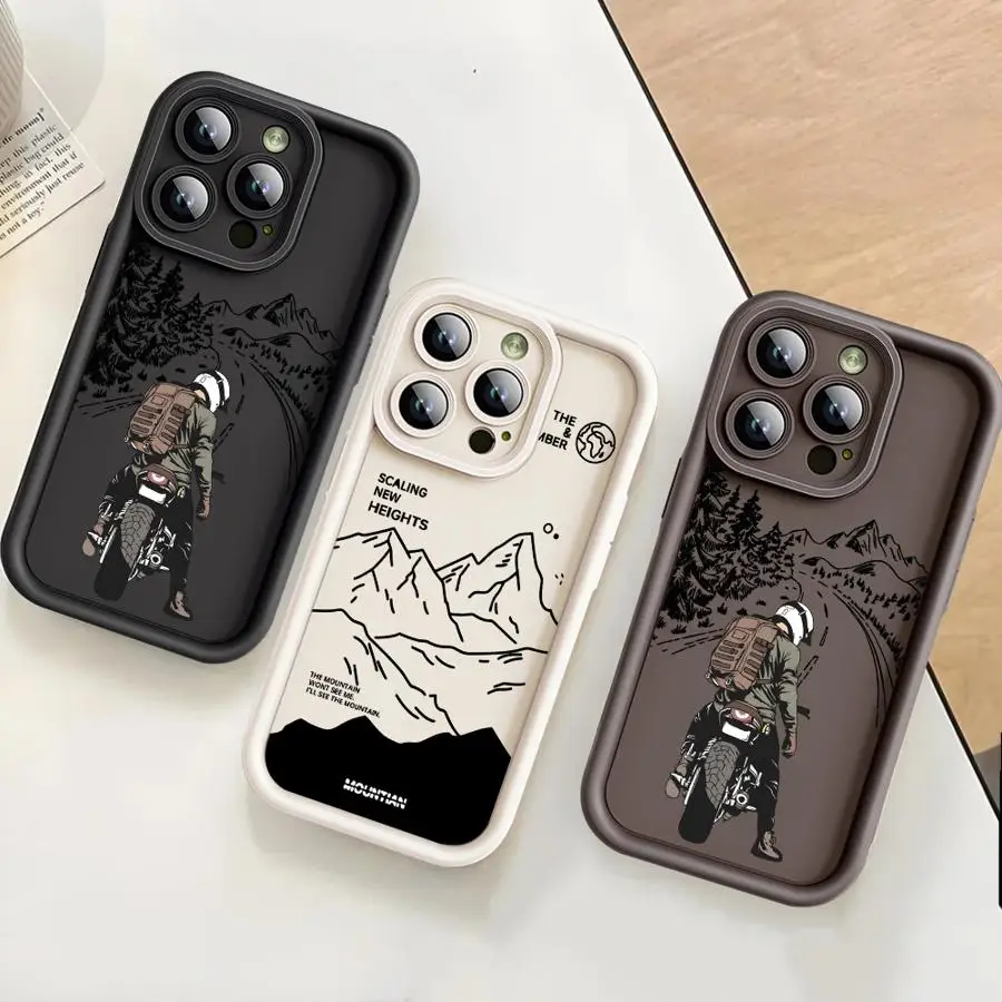 Funda para Apple iPhone 16e 16 Plus 11 11Pro 13 Pro MAX 12 Mini 15 Plus 14 XS XR cubierta suave dibujos animados motocicletas de montaña y carretera