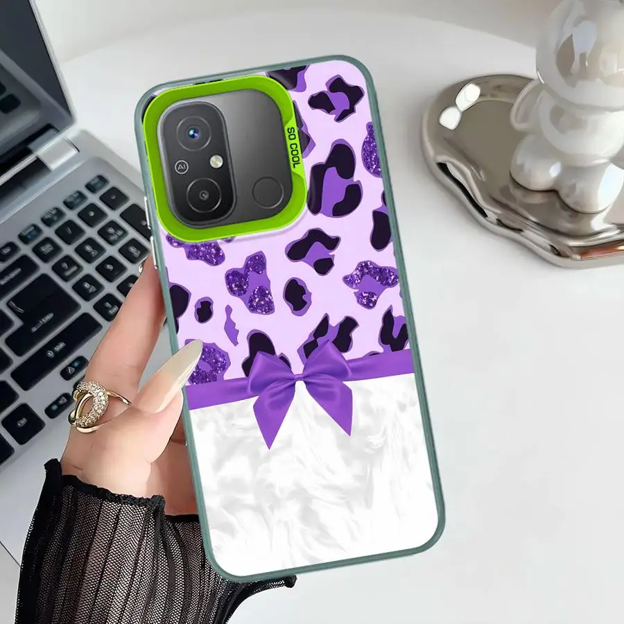 Funda trasera de teléfono con estampado de leopardo de moda púrpura para Xiaomi Redmi A1 A2 Plus 10C 12C K60 13C A5 9C 9T 14C - imagen 2