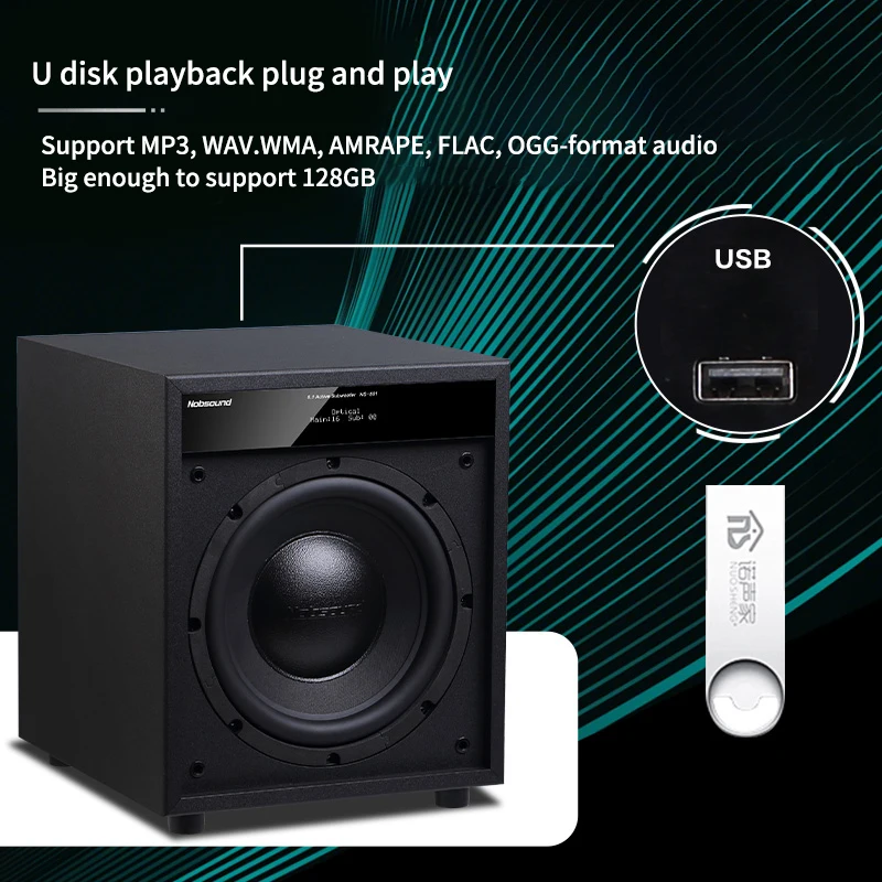 Subwoofer activo de 10 pulgadas, caja de sonido gruesa de 18mm, subwoofers de 90W, sistema de sonido óptico de 4ohm para cine en casa, altavoces pasivos DJ - imagen 4