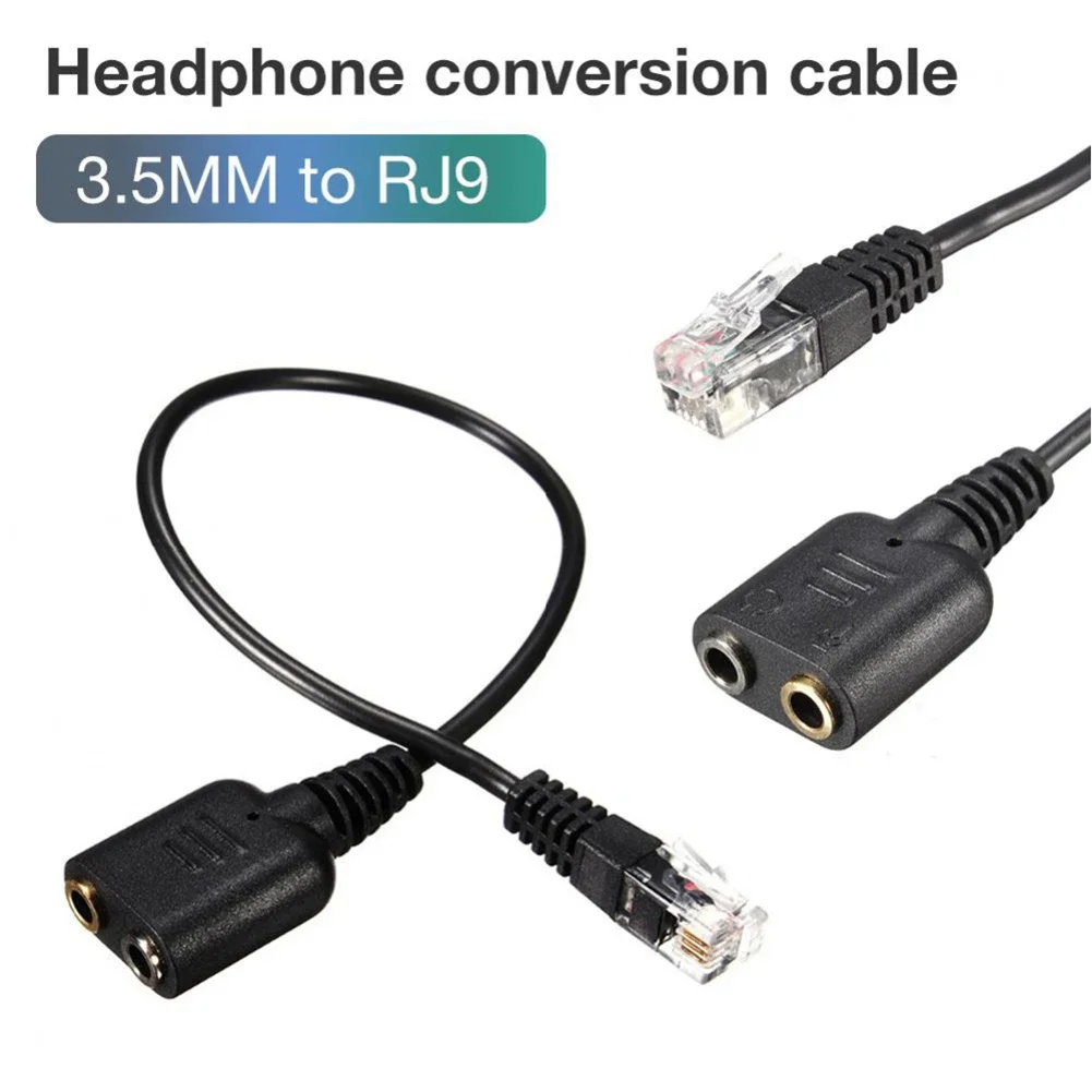 1 Uds Cable de Audio para auriculares Dual 3,5mm a RJ9 Rj11 adaptador de enchufe convertidor de auriculares para todos los teléfonos inteligentes de PC