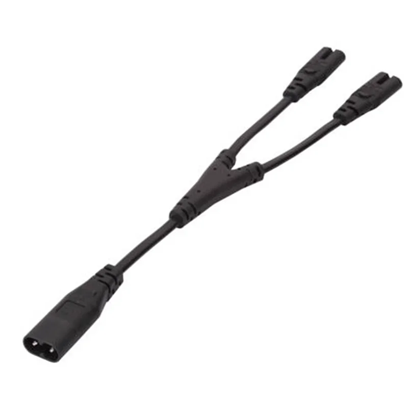 90 grados IEC 320 C8 2 pines macho a 2 x C7 hembra Y Cable de alimentación dividido IEC 320 C7 a C8 cables de extensión C8 macho a C7 hembra Cable - imagen 2