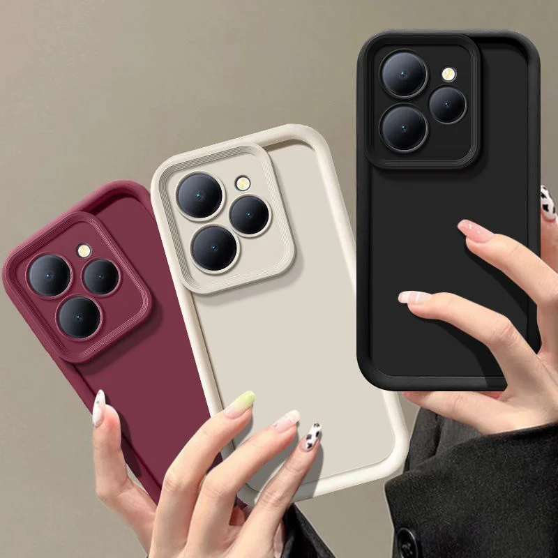 Funda de silicona con lente de cámara para INFINIX Hot 40 30 30i 20 20i 20S 12 11 10 9 8 Play Pro, cubierta trasera suave de Color sólido - imagen 2