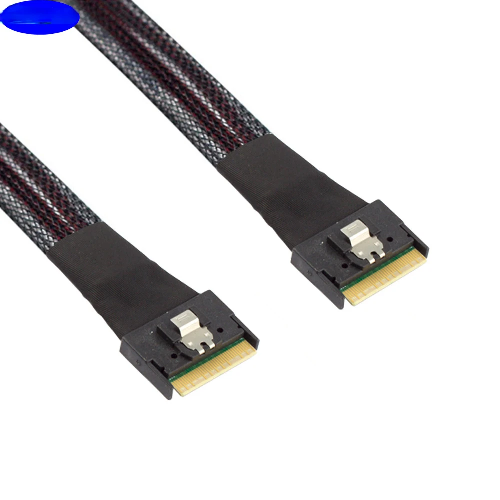 Cable de objetivo SAS Delgado a prueba de pala de media envoltura, inserción PCI-E Slimline SAS 4,0 SFF-8654 8i 74pin Host a SFF-8654 74Pin - imagen 4