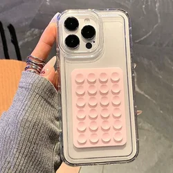Funda de teléfono transparente con ventosa 3D para iPhone 17 16 Pro Max 16E 15 14 13 12 11 Pro Max XS X XR 7 8 Plus, funda suave a prueba de golpes