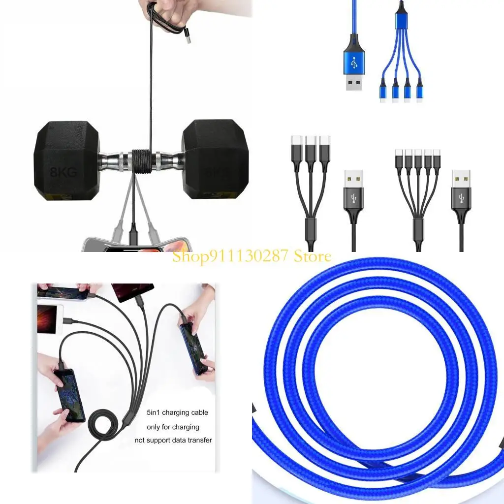 Cable carga multi carga J1HC C Cable divisor 3/4/5 en 1 cable carga rápida