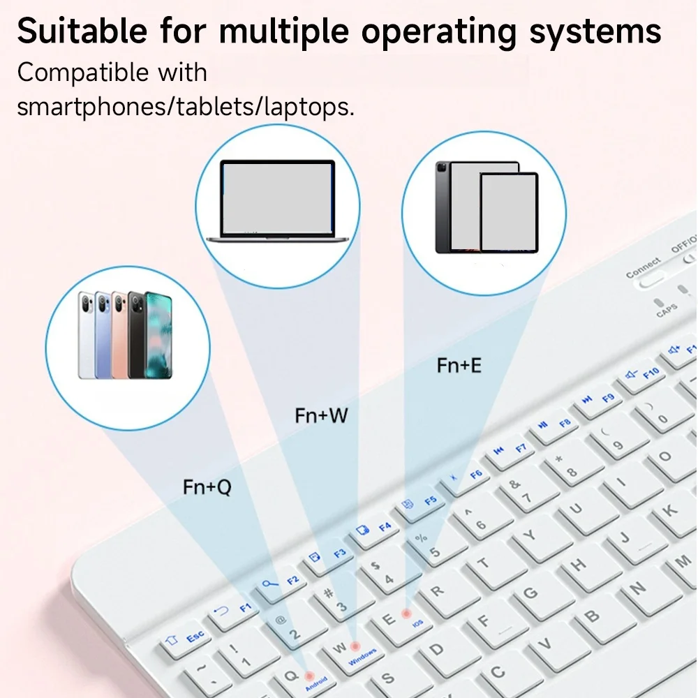Teclado inalámbrico compatible con Bluetooth, teclado recargable para iPad, iPhone, tableta, portátil, Compatible con Android/Windows/iOS - imagen 4
