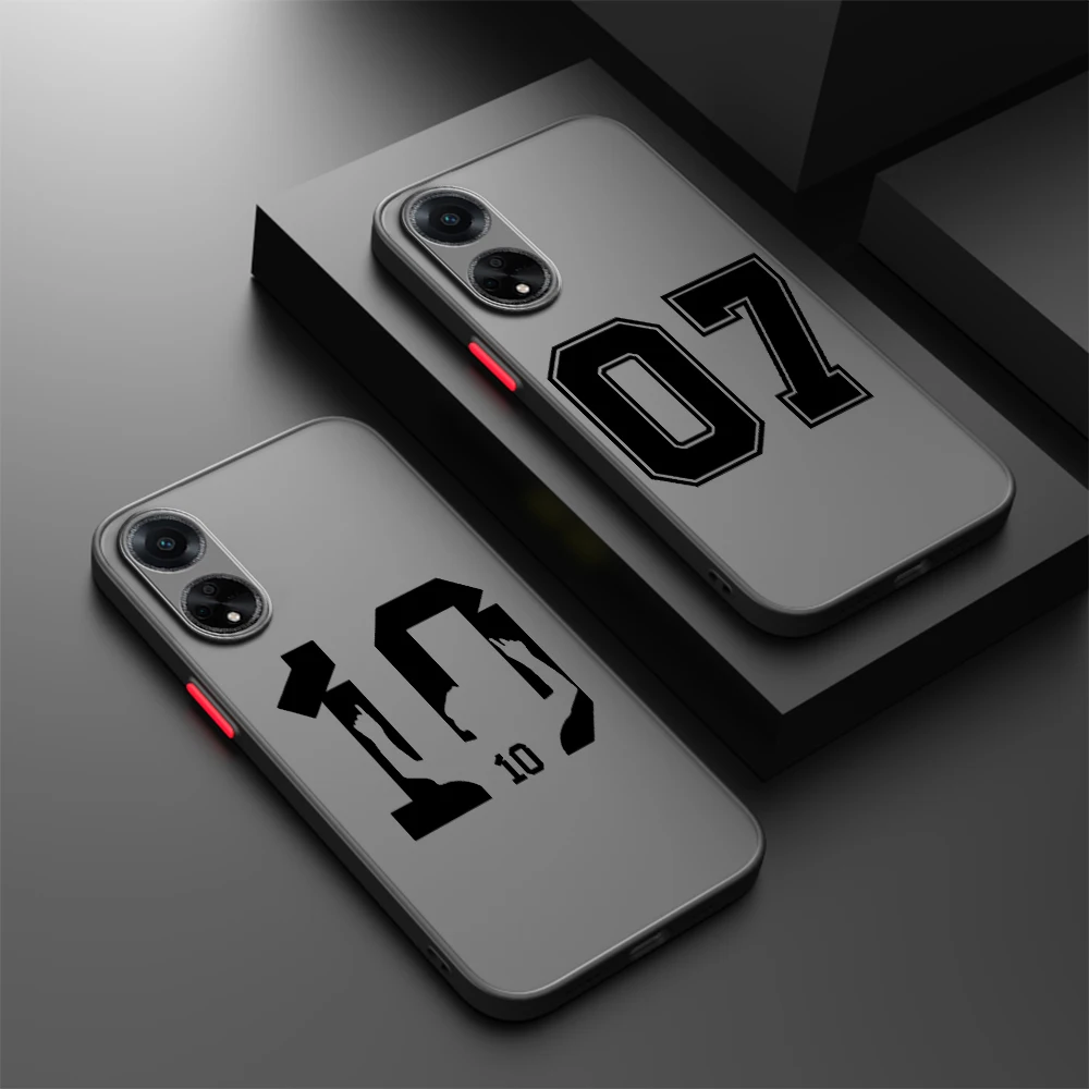Funda de números de fútbol y baloncesto, arte esmerilado translúcido para OPPO X5 X3 A54S A5 A94 A16 A53S A57 A74 A72 A96 A98 A78 5G