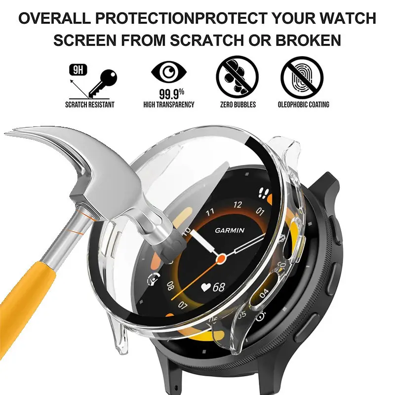 Funda de PC + vidrio templado para reloj inteligente Garmin Venu 3, cubierta protectora, parachoques para Garmin Venu 3, accesorios de carcasa protectora de pantalla - imagen 4