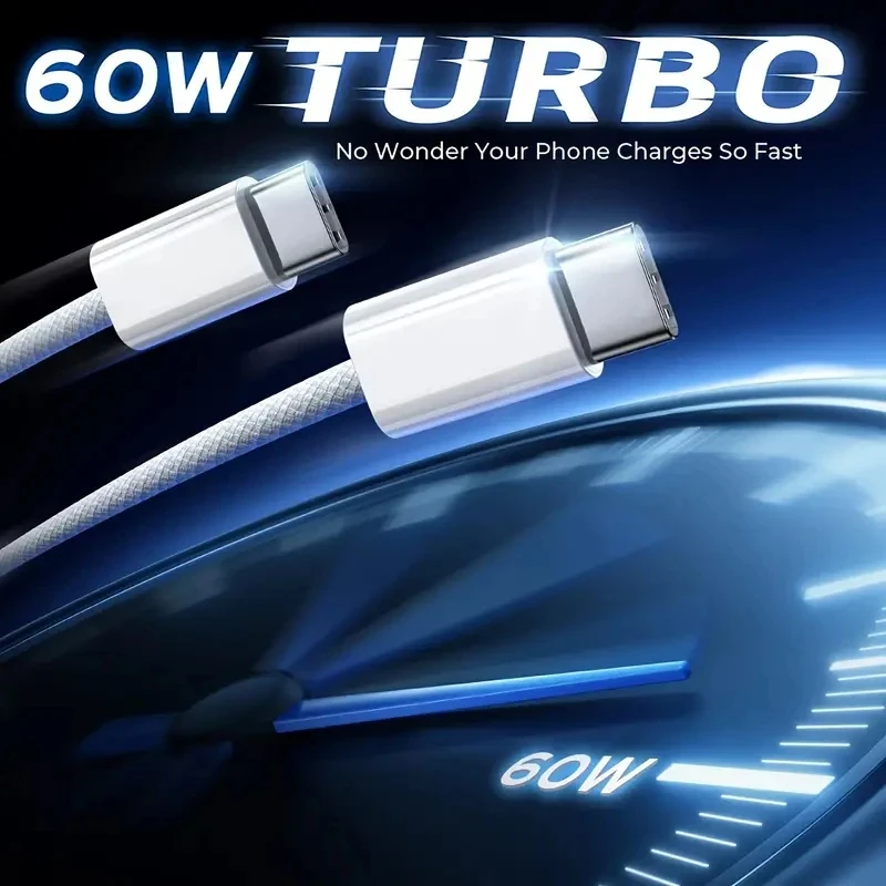 Cable cargador rápido Original 60W PD USB-C USB C para Apple iPhone 17 Air 16 Pro Max 15 Plus tipo C carga rápida Xiaomi Samsung - imagen 3