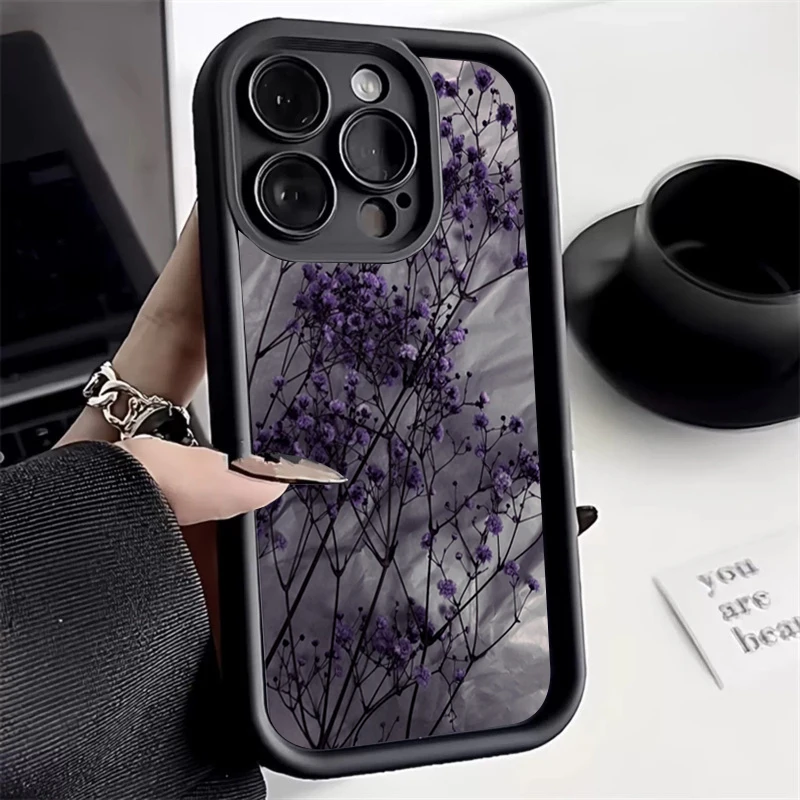 Funda de teléfono con rama de flor negra y morada para Samsung Galaxy S25 S24 S23 S22 Ultra Plus FE A26 A33 A25 A16 A56 A06 A24 - imagen 2