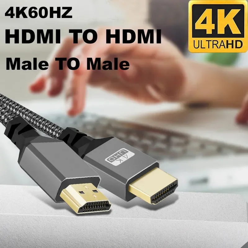 Trenza de nailon HD 4K @ 60HZ Compatible V2.0 HDMI a HDMI Cable de enchufe macho de extensión para Monitor cámara DV PS2 3 4 1M/1,5 M/2M/3M/5M/10m - imagen 2