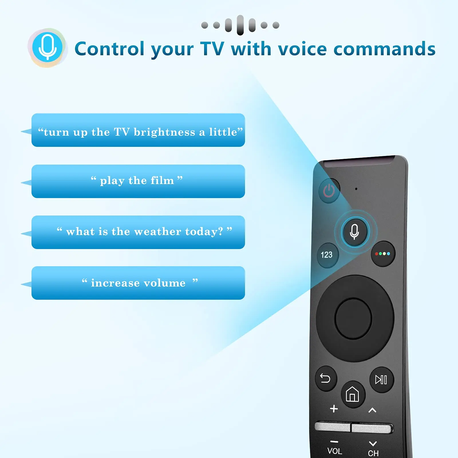 Control remoto Universal por voz, comando de voz de repuesto Compatible con Samsung Smart TV LED QLED 4K 8K Crystal UHD HDR Curvo - imagen 4