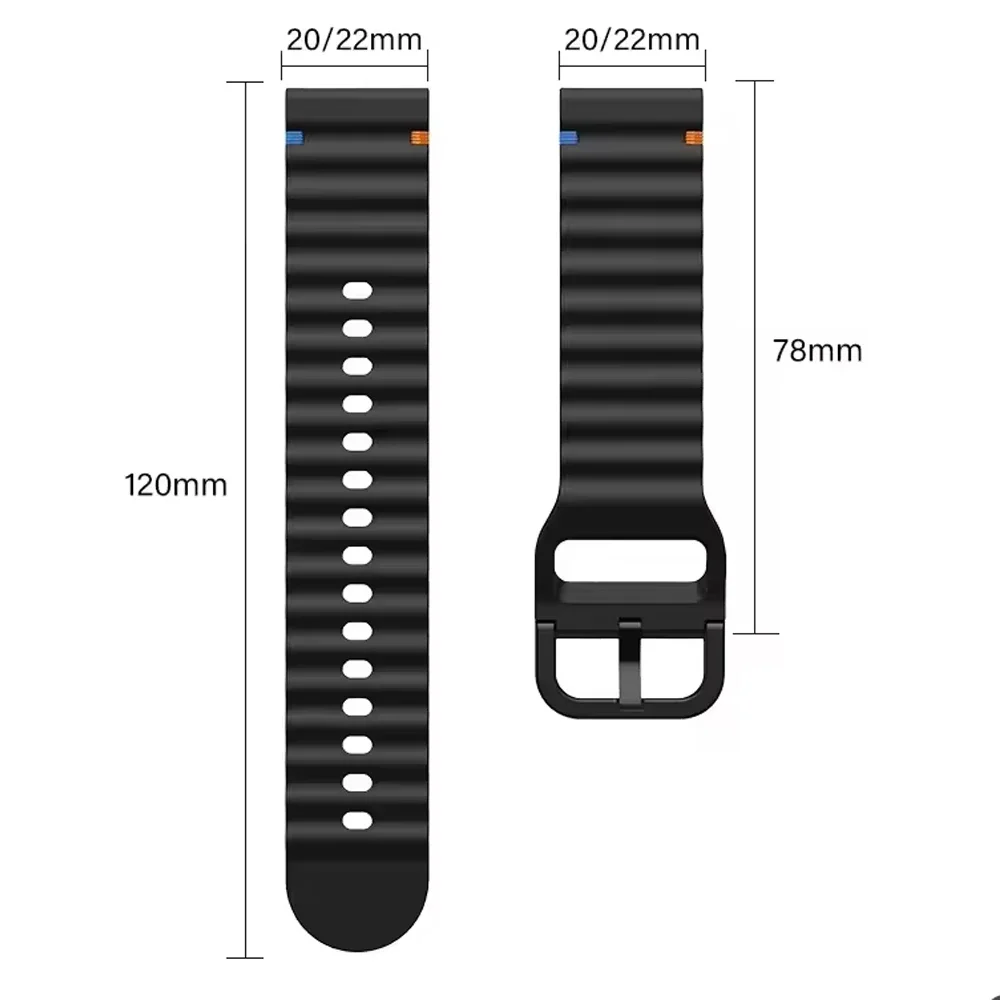 Correa de reloj de 22mm y 20mm para Huami Amazfit BALANCE Band GTR 4 2 2E GTR3 Pro/GTS 4/2 mini GTS 3/Bip 3 Pro U S pulsera ondulada de silicona - imagen 5