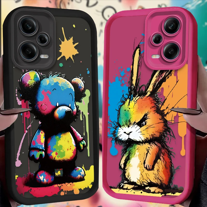 Funda con grafiti de animales divertidos para Xiaomi Redmi Note 12 13 11 Pro Plus 4G 5G 12S 11S 10S 10 9S 9 Redmi 14C 13C 12C 12 A3 contraportada