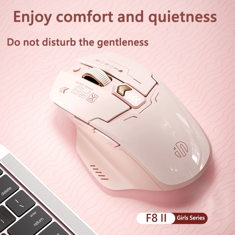 Inphic nuevo ratón silencioso inalámbrico F8 II 2,4G batería recargable pantalla de energía ratón inalámbrico para niñas - imagen 4
