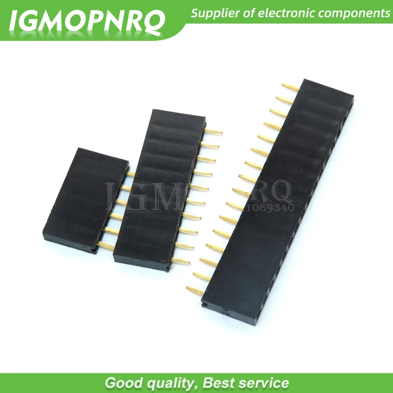 10 Uds. Conector de clavija hembra de una sola fila de paso de 2,54 MM 2/3/4/5/6/7/8/9/10/11/12/13/14/15/16/20/40Pin conector PCB madre de una sola fila - imagen 2