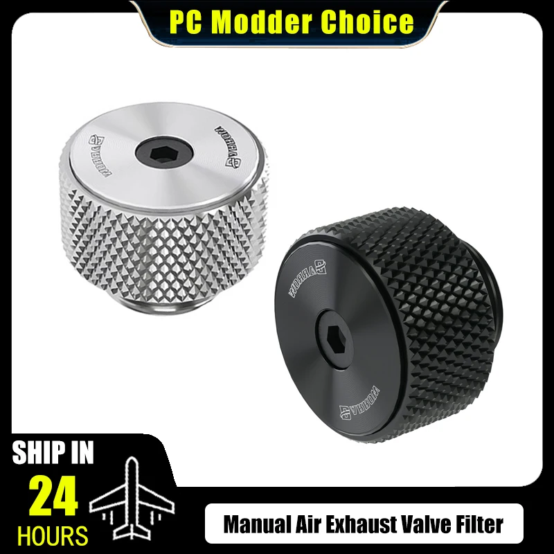 Barrow G1/4" Filtro de válvula de escape de aire manual Nuevo diseño de patrón de CD, TPQ-V2, negro completo/plata