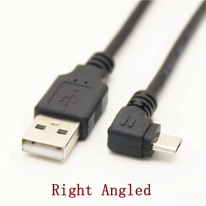 Up Down Left Right Angled 90 grados USB Micro USB macho a USB macho Cable conector de carga de datos 25cm 50cm para tableta 5 pies 1m 3M 5M - imagen 4