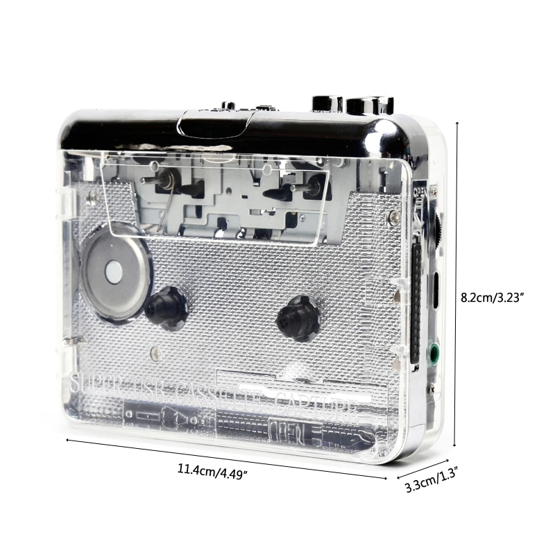 Reproductor de Cassette portátil, grabadora de cinta a Mp3, totalmente transparente para carcasa, puerto USB/tipo C, cinta de formato MP3 Pl - imagen 3