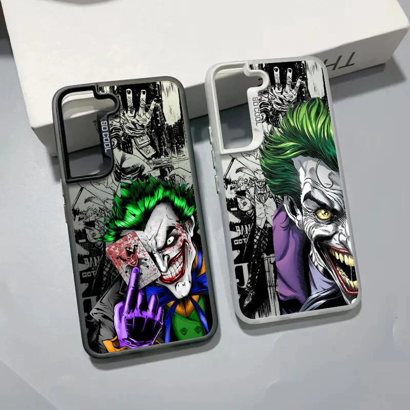 Marvel villano Joker para Samsung Galaxy S24 23 22 21 20 Ultra Plus A55 A54 A05S funda de teléfono plateada de color mate