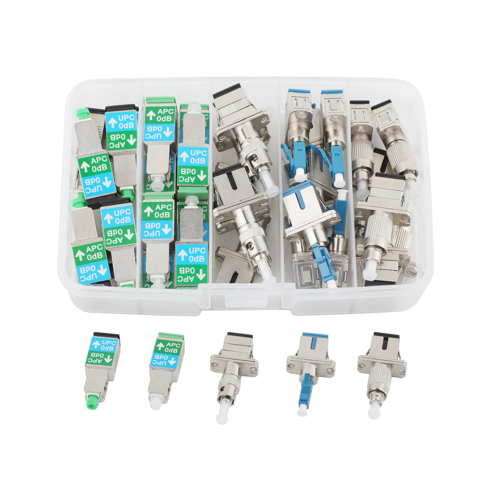 Kit de acoplador de fibra óptica de 36 piezas: kit adaptador de fibra para conversión de cable FC/UPC, LC/UPC, ST/UPC y SC/APC a SC/UPC - imagen 4