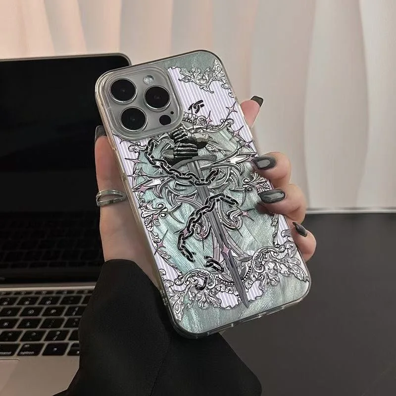 Funda de teléfono Vintage europea con espada samurái para Oppo Reno13 Reno12 Reno11 Reno10 Reno8 Reno7 Reno6 Z F T Pro 4G 5G textura de plumas - imagen 2