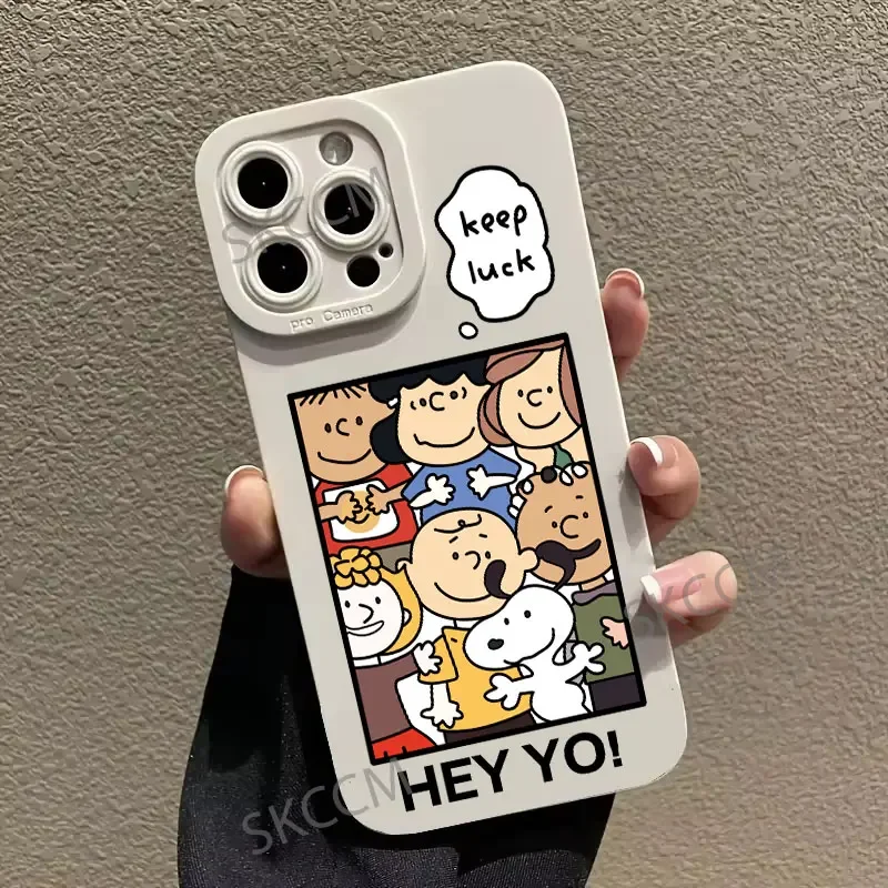 Funda de silicona suave con correa de mano para iPhone, carcasa bonita de Anime con Snoopys para iPhone 16, 15, 14, 13, 12, 11 Pro Max, Mini, X, XR, XSMAX, 8, 7 Plus - imagen 2