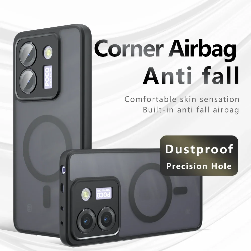 Para Xiaomi POCO M7 Pro Funda de lujo mate armadura Magsafe Funda de teléfono con imán para POCO M 7 Pro Funda de carga inalámbrica - imagen 2