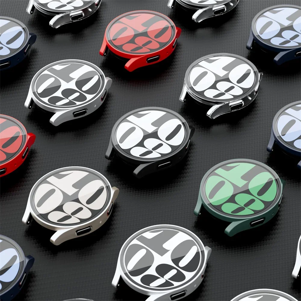 Vidrio + funda para Samsung Galaxy Watch 7/6/5/4 44mm 40mm cubierta templada protector de pantalla de parachoques de PC completo accesorios Galaxy watch FE - imagen 3