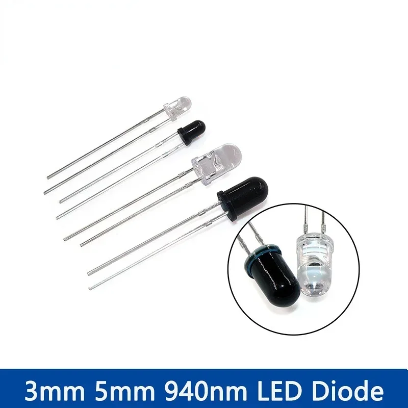 20 unids/set F3 F5 diodo 940nm 3mm 5mm F3 F5 LED emisor de infrarrojos y diodo receptor IR F3 F5 LED diodos para Arduino DIY Kit - imagen 4