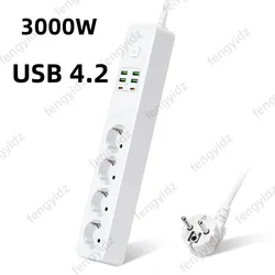 Regleta USB-C con enchufes y protección contra sobrecargas