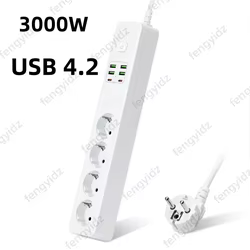 Regleta USB-C con enchufes y protección contra sobrecargas