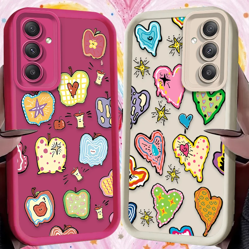 Funda artística colorida con forma de corazón de amor de Apple para Samsung Galaxy A24 A54 A05S A05 A34 A14 A53 A33 A23 A13 A52 A52S A32 A22 A12 A71 A51 A31