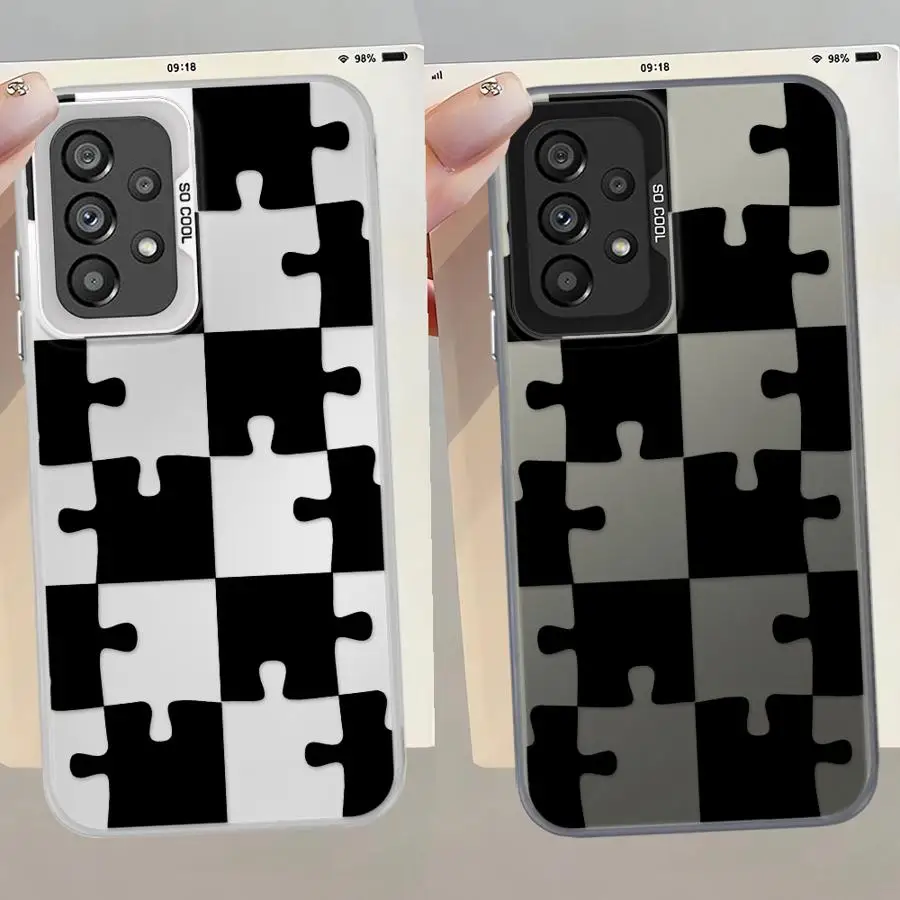 Funda para Samsung Galaxy A06 A15 A12 A11 A04e A03 A14 A16 A02 A50 A13 A20s funda trasera para teléfono divertido rompecabezas negro