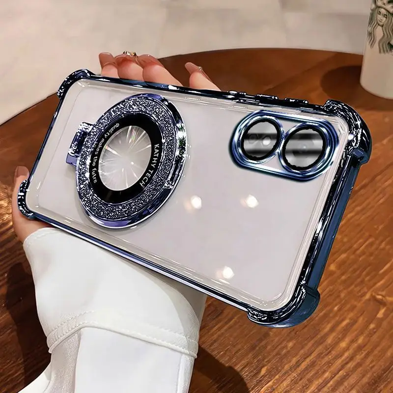 Para OPPO A17 funda de teléfono cuatro esquinas soporte magnético anticaída OPPO A17k funda protectora transparente suave - imagen 4