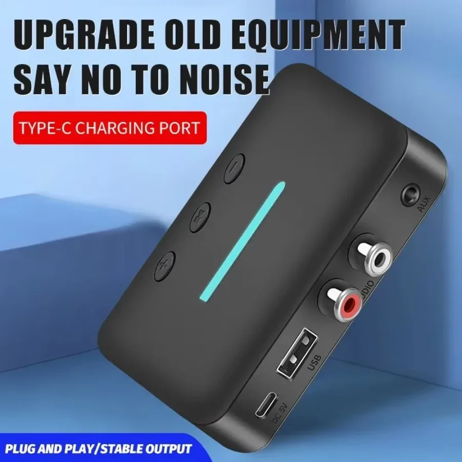 VIKEFON-Adaptador receptor de Audio Bluetooth, música estéreo inalámbrica, 3,5mm, AUX R/L RCA, compatible con reproducción de disco en U para amplificador de altavoz de escritorio - imagen 5