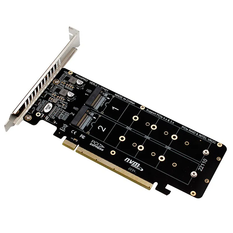 Controlador Raid de bifurcación M.2 NVME a PCI Express X16 4,0 de 4 puertos M KEY NVME PCIE tarjeta dividida para 2230 2242 2260 2280 NVME M2 SSD - imagen 3